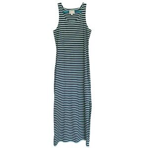 STS SAIL TO SABLE Striped Sleeveless Tank Maxi Summer Dress Size S Teal/Navy